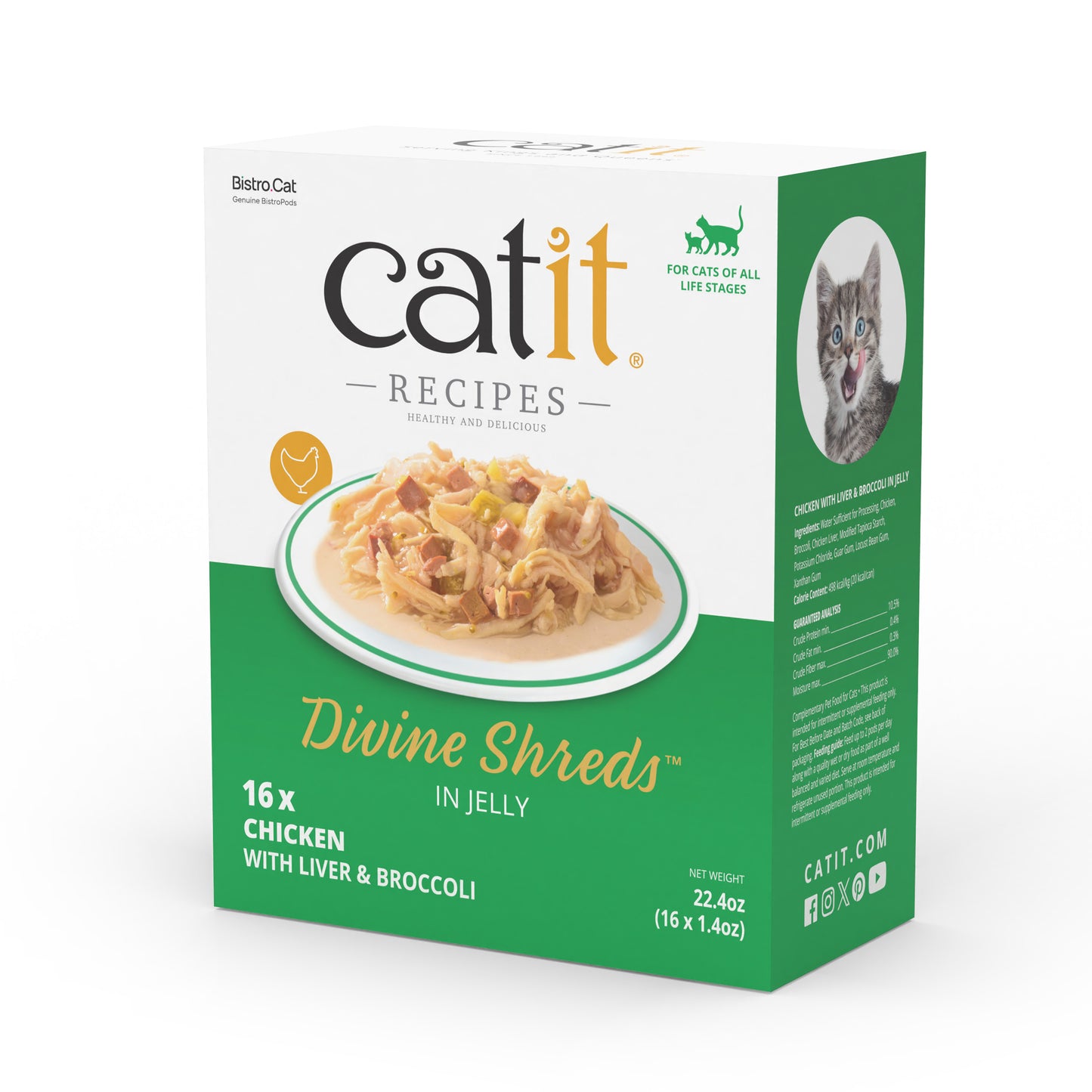 Catit Divine Shreds - Chicken with Liver & Broccoli in Jelly