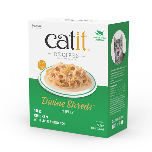 Catit Divine Shreds - Chicken with Liver & Broccoli in Jelly